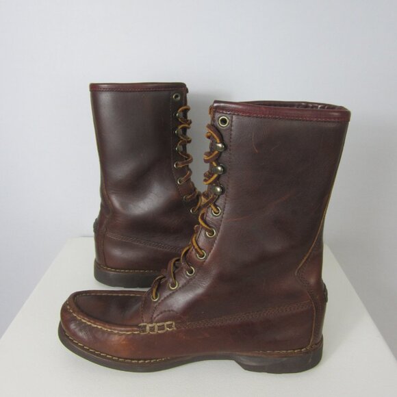 Polo Country Ralph Lauren Women 7.5 M Brown Leather Lace Up Moc Toe Ankle Boots - Picture 14 of 15